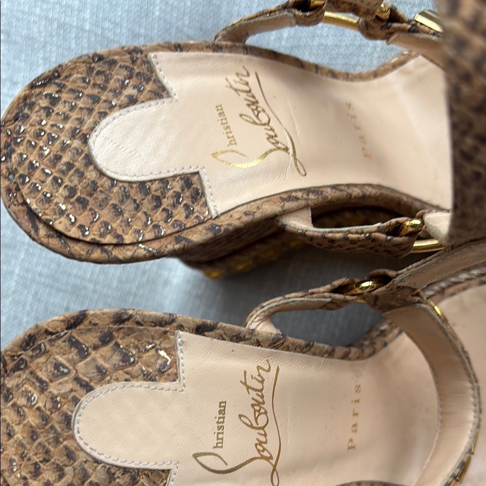 Christian Louboutin Brown and Gold Women's Sandals - Picture 5 of 6